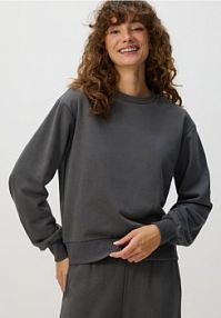 Gładka bluza z bawełną Reserved szara damska VG121-90X