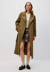 Trencz z imitacji zamszu Reserved oliwkowy VZ738-91X