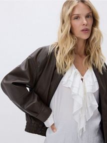 Kurtka bomberka z kołnierzykiem Reserved brązowa VZ751-89X