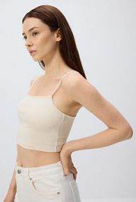 Krótki top na ramiączkach Reserved biały damski WC380-01X