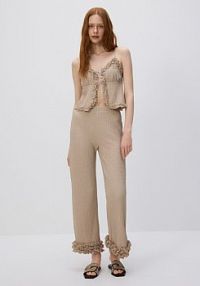 Dzianinowy top na ramiączkach Reserved beżowy damski WC381-08X
