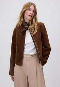 Skórzana kurtka na zamek Reserved brązowa damska WM887-82X