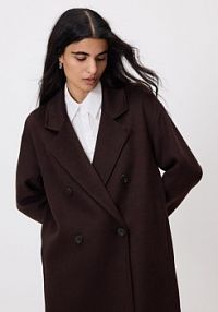 Płaszcz handmade z wełną Reserved brązowy damski WM889-89X