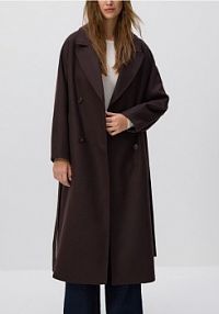 Płaszcz z domieszką wełny Reserved brązowy damski WM906-89X