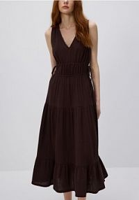 Sukienka maxi Reserved brązowa WW247-89X