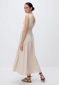 Sukienka maxi z marszczeniem Reserved beżowa WW281-08X