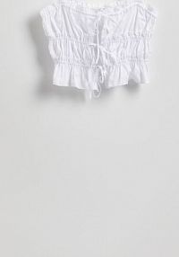 Bawełniany top z wiązaniem Reserved biały damski XB622-00X