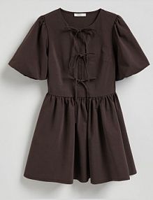 Sukienka mini z wiązaniem Reserved brązowa XO731-89X