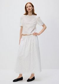 Ażurowa bluzka z bufkami Reserved biała damska XP241-00X