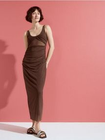 Sukienka maxi z drapowaniem Reserved brązowa XQ225-89X