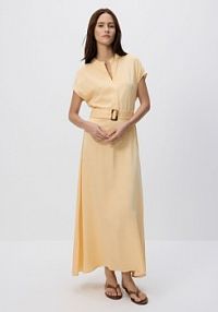 Sukienka midi z paskiem Reserved żółta XV457-10X