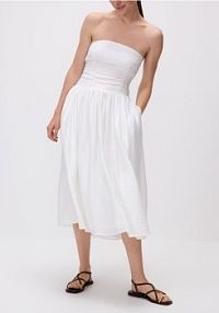 Sukienka z prostym dekoltem Reserved biała XV459-00X