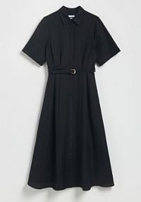 Sukienka midi z lnem Reserved czarna XV484-99X