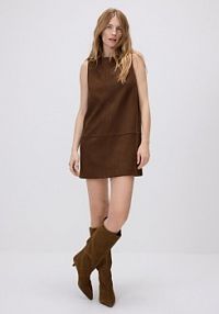 Sukienka mini z imitacji zamszu Reserved brązowa XV491-82X