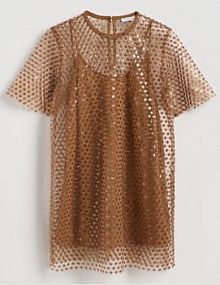 Cekinowa sukienka mini Reserved brązowa XV492-88X