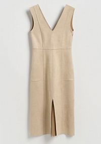 Sukienka z imitacji zamszu Reserved beżowa XV497-08X