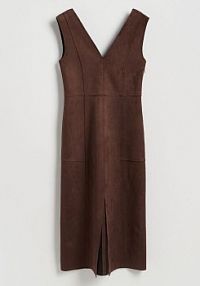 Sukienka z imitacji zamszu Reserved brązowa XV497-88X