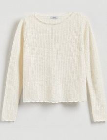 Sweter z ozdobnym splotem Reserved beżowy damski XV629-02X