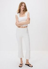 Spodnie flare z ażurowym wykończeniem Reserved białe damskie YH555-01X
