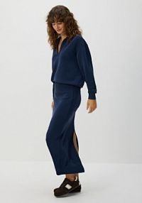 Spódnica midi z modalem Reserved granatowa YS810-59X