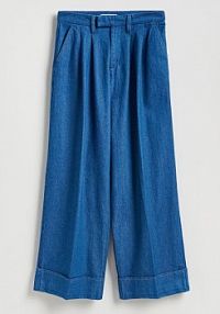 Jeansy wide leg z zakładkami Reserved niebieskie damskie YT358-55J