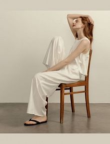 Spodnie z domieszką lnu Reserved białe damskie YT972-00X