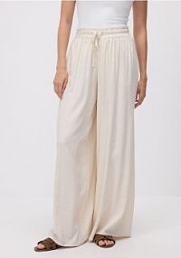 Spodnie z domieszką lnu Reserved beżowe damskie YT972-08X