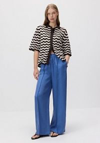 Spodnie z tkaniną cupro Reserved niebieskie damskie YT974-50X