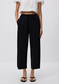 Szerokie spodnie z modalem Reserved czarne damskie YU025-99X