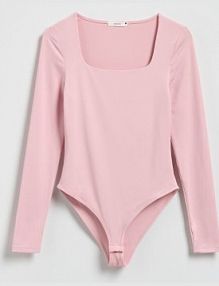 Body z dekoltem karo Reserved różowe ZH839-30X