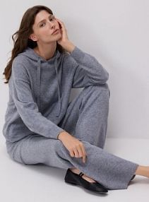 Wełniany sweter z kapturem Reserved szary damski ZN523-09X