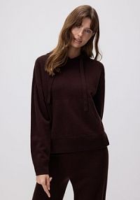 Wełniany sweter z kapturem Reserved brązowy damski ZN523-89X