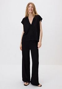 Strukturalne spodnie Reserved czarne damskie ZQ645-99X