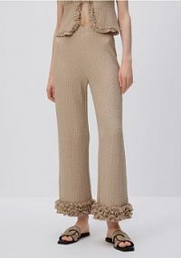 Spodnie z falbanką Reserved beżowe damskie ZQ693-08X