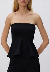 Krótki top z zakładkami Reserved czarny damski ZQ815-99X