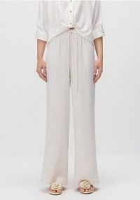 Luźne spodnie z wiązaniem Reserved białe damskie ZR464-01X