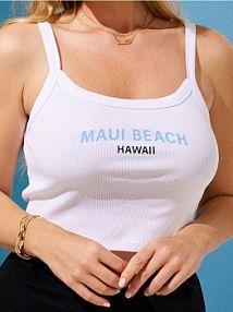 Bawełniany crop top z napisem na ramiączkach Sinsay biały damski 4054Z-00X