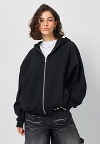 Rozpinana bluza loose fit z kapturem  House czarna damska 119GB-99X