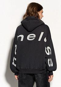 Grafitowa bluza z kapturem i nadrukiem Nameless na plecach House szara damska 122GB-90X