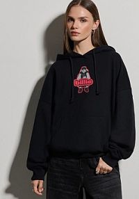 Bluza z kapturem i nadrukiem Billie Eilish House czarna damska 285GU-99X