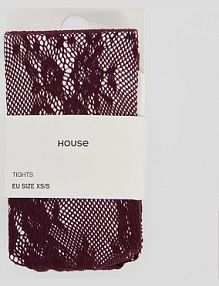 Bordowe rajstopy koronkowe House 305GJ-MLC