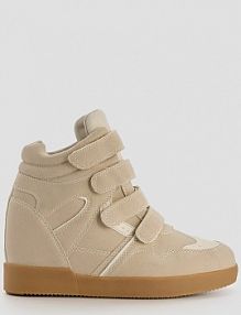 Sneakersy na koturnie z imitacji zamszu House beżowe damskie 349HB-08X