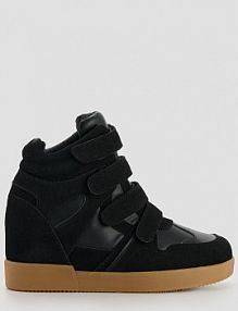 Sneakersy na koturnie z imitacji zamszu House czarne damskie 349HB-99X