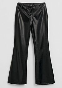 Czarne spodnie dzwony z imitacji skóry z wiązaniem House czarna 349HO-99X