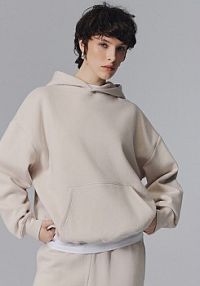 Bluza z kapturem loose fit House beżowa damska 354GE-08X