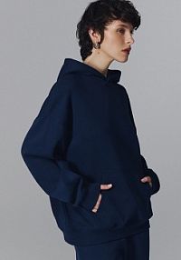 Bluza z kapturem loose fit House granatowa damska 354GE-59X