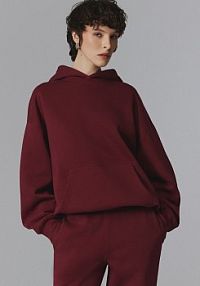 Bordowa bluza z kapturem loose fit House brązowa damska 354GE-83X