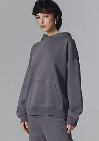 Grafitowa bluza z kapturem loose fit House szara damska 354GE-90X