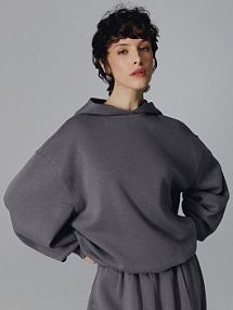 Grafitowa bluza bombka z kapturem House szara damska 356GE-90X