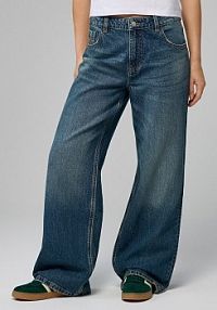 Jeansy baggy straight fit House granatowe damskie 368GE-59J